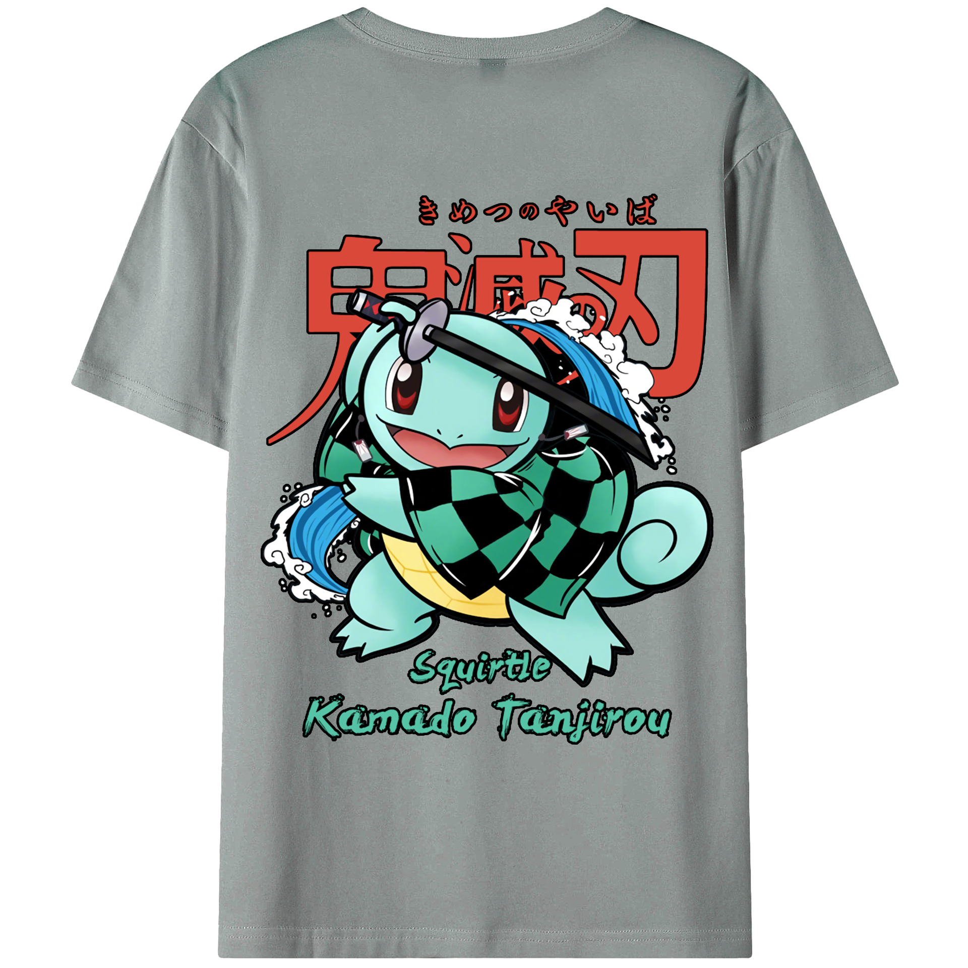 （画像用） 鬼滅の刃 竈門 炭治郎／かまど たんじろう Kamado Tanjirou 綿100％ メンズ半袖Tシャツ（バックプリント） 通気性